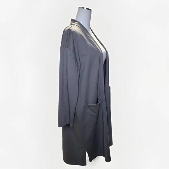 Eileen Fisher Cardigan Womens Medium Gray Open Front Long Jacket Tencel Blend - Picture 2 of 9